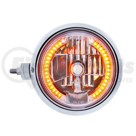 32842 by UNITED PACIFIC - Headlight Assembly - Chrome, Guide, Driver Side, Horizontal Mount, 682-C Style, with Crystal Lens, 34 LEDs Position Light