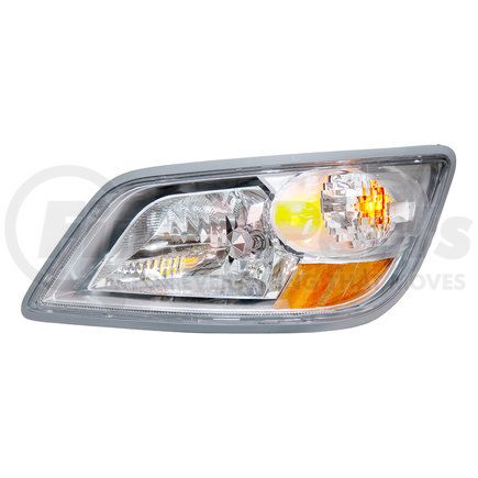 35723 by UNITED PACIFIC - ExacFit™ OE Style Headlight Assembly - LH, Chrome Housing, High/Low Beam, H4/4157 Bulb