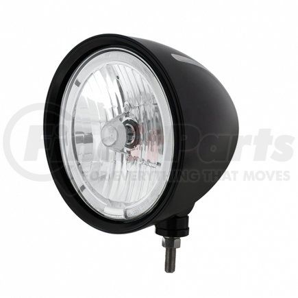 32670 by UNITED PACIFIC - Headlight - Billet Style, Groove, RH/LH, 7", Round, Powdercoated Black Housing, 9007 Bulb, with White LED Halo Rim
