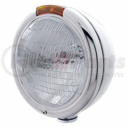 30408 by UNITED PACIFIC - Headlight - RH/LH, 7", Round, Chrome Housing, H6024 Bulb, with Incandescent Amber Turn Signal Light