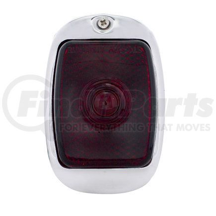 C4008R by UNITED PACIFIC - Tail Light - 12V, Passenger Side, Red Lens, Chrome Plated Bezel, Guide Script, for 1937-1938 Chevy Passenger Car