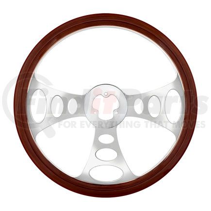 88169 by UNITED PACIFIC - Steering Wheel - 18" Chrome, Aluminum, "Chopper" Style, with Wood Rim