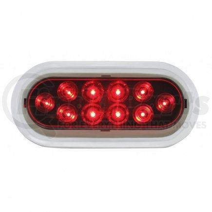 38141 by UNITED PACIFIC - Brake/Tail/Turn Signal Light - 10 LED 6" Oval, with Bezel, Red LED/Red Lens