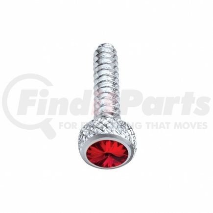 23843 by UNITED PACIFIC - Dash Panel Screw - 2-Pack, Chrome, Short, with Red Crystal, for Freightliner