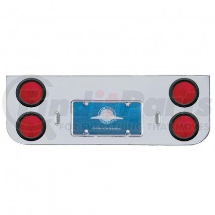 30209 by UNITED PACIFIC - Tail Light Panel - Chrome, Rear Center, with Four 4" Lights & Grommets