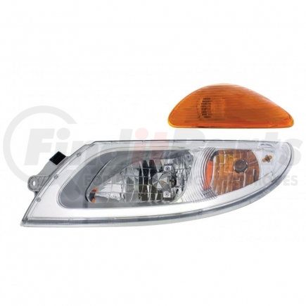 31276 by UNITED PACIFIC - Headlight Assembly - LH, Chrome Housing, with Signal Light, for 2003+ International Durastar
