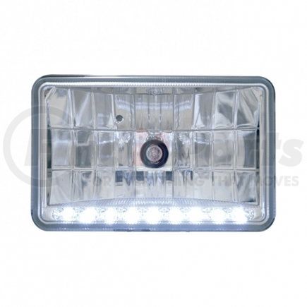 31369 by UNITED PACIFIC - Crystal Headlight - RH/LH, 4 x 6", Rectangle, Chrome Housing, High Beam, 9005 Bulb, with White 9 LED Position Light