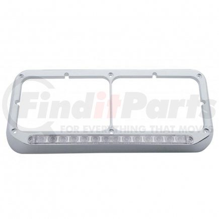 32384 by UNITED PACIFIC - Headlight Bezel - 14 LED, Rectangular, Dual, White LED/Clear Lens