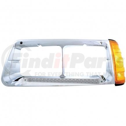 32494 by UNITED PACIFIC - Headlight Bezel - LH, 19 LED, with Turn Signal, Amber LED/Clear Lens, for Freightliner FLD