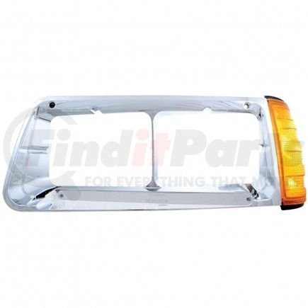 32492 by UNITED PACIFIC - Headlight Bezel - LH, 14 LED, with Turn Signal, Amber LED/Chrome Lens, for Freightliner FLD