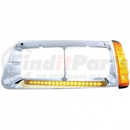 32493 by UNITED PACIFIC - Headlight Bezel - LH, 19 LED, with Turn Signal, Amber LED/Amber Lens, for Freightliner FLD