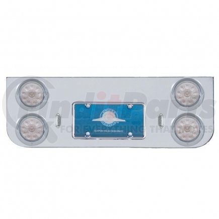 34521 by UNITED PACIFIC - Tail Light Panel - Rear Center Panel, Chrome, with Four 10 LED 4" Lights & Visors, Red LED/Clear Lens