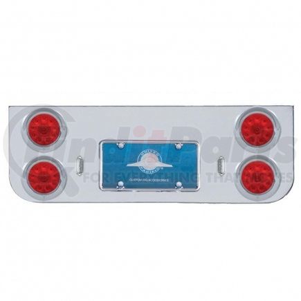 34520 by UNITED PACIFIC - Tail Light Panel - Rear Center Panel, Chrome, with Four 10 LED 4" Lights & Visors, Red LED/Red Lens