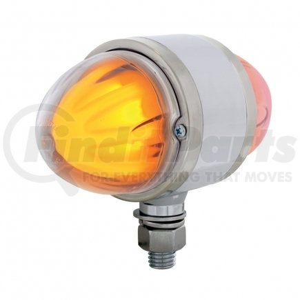 34429 by UNITED PACIFIC - Marker Light - "Glo" Light, Double Face, LED, Assembly, Dual Function, 9 LED, Clear Lens/Amber and Red LED, Chrome-Plated Steel, Watermelon Design