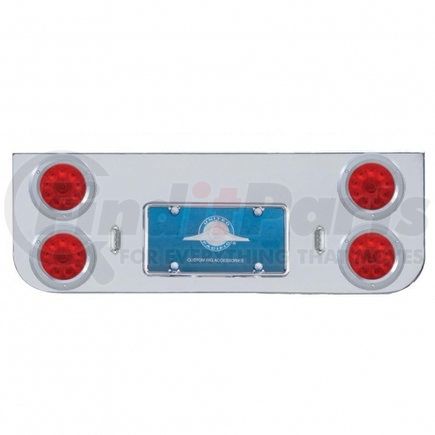 34620 by UNITED PACIFIC - Tail Light Panel - Rear Center Panel, Chrome, with Four 10 LED 4" Lights & Bezels, Red LED/Red Lens