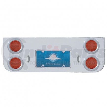 34622 by UNITED PACIFIC - Tail Light Panel - Chrome, Rear Center, with Four 12 LED 4" Reflector Lights & Bezels, Red LED/Red Lens