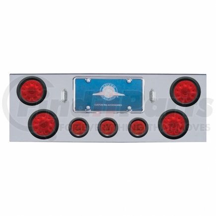 34708 by UNITED PACIFIC - Tail Light Panel - Chrome, Rear Center, with 4X10 LED 4" Lights & 3X13 LED 2.5" Lights, Red LED & Lens