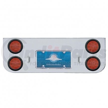 34722 by UNITED PACIFIC - Tail Light Panel - Chrome, Rear Center, with Four 12 LED 4" Reflector Lights & Grommets, Red LED/Red Lens