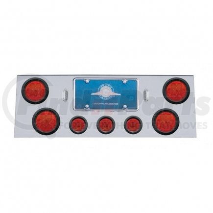 34762 by UNITED PACIFIC - Tail Light Panel - 34", Stainless Steel, with Four 4" and Three 2 1/2" Red LED Lights, Red Lens, with Grommet