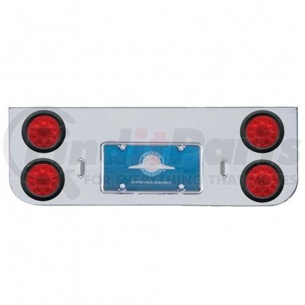 34720 by UNITED PACIFIC - Tail Light Panel - Rear Center Panel, Chrome, with Four 10 LED 4" Lights & Grommets, Red LED/Red Lens