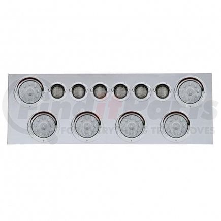 35068 by UNITED PACIFIC - SS Rear Cntr Panel, 6X 10 LED 4" Lghts+6X 9 LED 2" Lghts+Visors -RD LED/Clr Lens