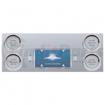 35066 by UNITED PACIFIC - Light Panel - Stainless Steel, Rear, Center, with LED 4" GloLight & Visors, Red LED/Clear Lens