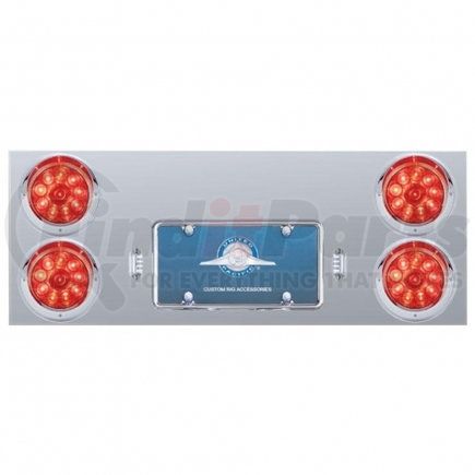 35061 by UNITED PACIFIC - Light Panel - Stainless Steel, Rear, Center, with 4" Lights & Visors, Red LED/Red Lens