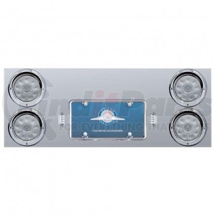 35062 by UNITED PACIFIC - Tail Light Panel - Stainless Steel, Rear Center, with Four 10 LED 4" Lights & Visors, Red LED/Clear Lens