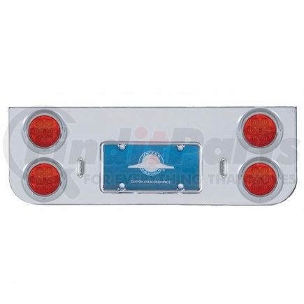 35122 by UNITED PACIFIC - Tail Light Panel - Chrome, Rear Center, with Four 7 LED 4" Reflector Lights & Visors, Red LED/Red Lens