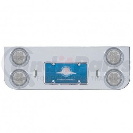 35123 by UNITED PACIFIC - Tail Light Panel - Chrome, Rear Center, with Four 7 LED 4" Reflector Lights & Visors, Red LED/Clear Lens