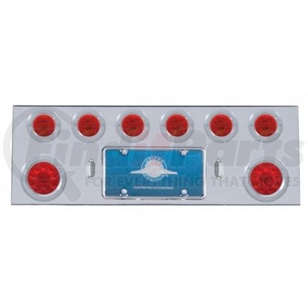 35157 by UNITED PACIFIC - Tail Light Panel - Rear Center Panel, Stainless Steel, with Two 10 LED 4" Lights & 6 x 13 LED 2.5" Lights & Bezels, Red LED & Lens