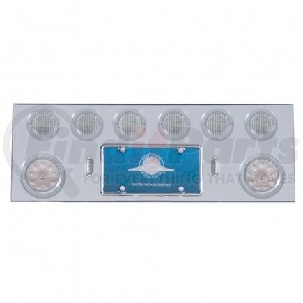 35158 by UNITED PACIFIC - Tail Light Panel - Rear Center Panel, Stainless Steel, with 2 x 10 LED 4" Lights & 6 x 13 LED 2.5" Lights & Bezels, Red LED/Clear Lens