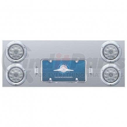 35162 by UNITED PACIFIC - Tail Light Panel - Stainless Steel, Rear Center, with Four 10 LED 4" Lights & Bezels, Red LED/Clear Lens