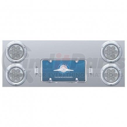 35164 by UNITED PACIFIC - Tail Light Panel - Stainless Steel, Rear Center, with Four 7 LED 4" Reflector Lights & Bezels, Red LED/Clear Lens