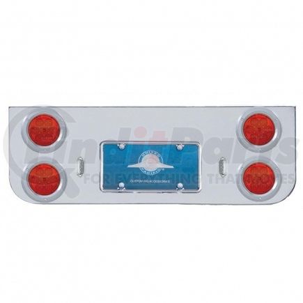 35222 by UNITED PACIFIC - Tail Light Panel - Chrome, Rear Center, with Four 7 LED 4" Reflector Lights & Bezels, Red LED/Red Lens