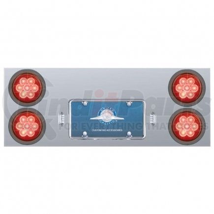 35263 by UNITED PACIFIC - Tail Light Panel - Stainless Steel, Rear Center, with Four 7 LED 4" Reflector Lights & Grommets, Red LED/Red Lens