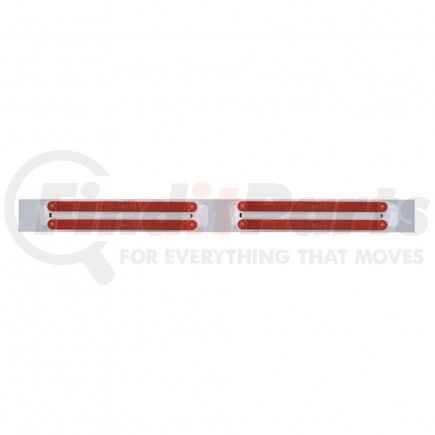 37207 by UNITED PACIFIC - Mud Flap Hanger - Mud Flap Plate, Top, Chrome, with Four 10 LED 9" Light Bars, Red LED/Red Lens