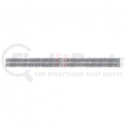 37223 by UNITED PACIFIC - Mud Flap Hanger - Mud Flap Plate, Top, Chrome, with Four 14 LED 12" Light Bars, Red LED/Clear Lens