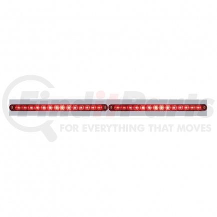 37217 by UNITED PACIFIC - Mud Flap Hanger - Mud Flap Plate, Top, Chrome, with Two 14 LED 12" Light Bars, Red LED/Red Lens