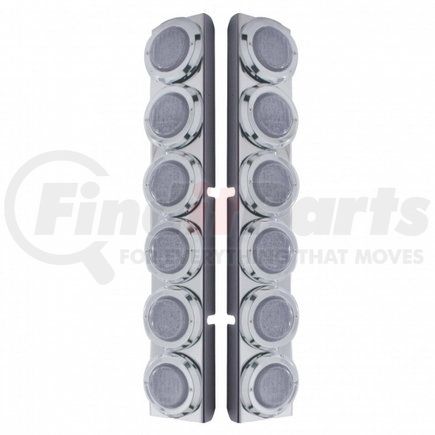 37344 by UNITED PACIFIC - Air Cleaner Light Bar - Rear, Stainless Steel, with Bracket, Clearance/Marker Light, Red LED, Clear Lens, with Chrome Bezels, 9 LED Per Light, for Peterbilt Trucks
