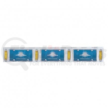 37444 by UNITED PACIFIC - License Plate Frame - Stainless, with Four 10 LED Reflector Lights, Amber LED/Amber Lens
