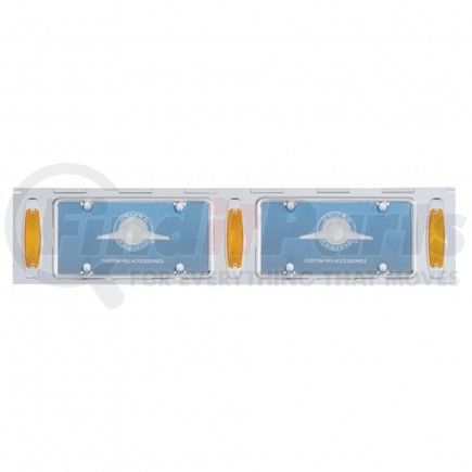 37434 by UNITED PACIFIC - License Plate Frame - Stainless 2, with Three 12 LED Rectangular Lights, Amber LED/Amber Lens