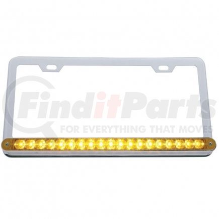 37946 by UNITED PACIFIC - License Plate Frame - Chrome, with 19 LED 12" Reflector Light Bar, Amber LED/Amber Lens