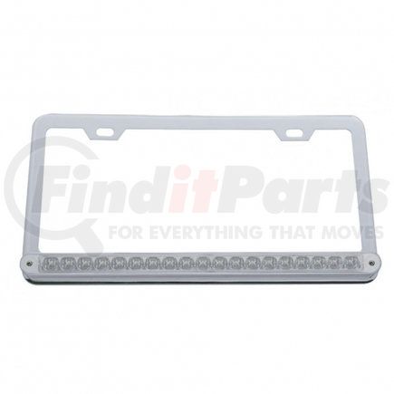 37948 by UNITED PACIFIC - License Plate Frame - Chrome, with 19 LED 12" Reflector Light Bar, Amber LED/Clear Lens