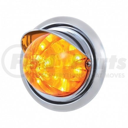 39150 by UNITED PACIFIC - Bumper Guide Light - Front, with 17 Amber LED Dual Function Watermelon Light and Visor, for Freightliner Columbia, Amber Lens