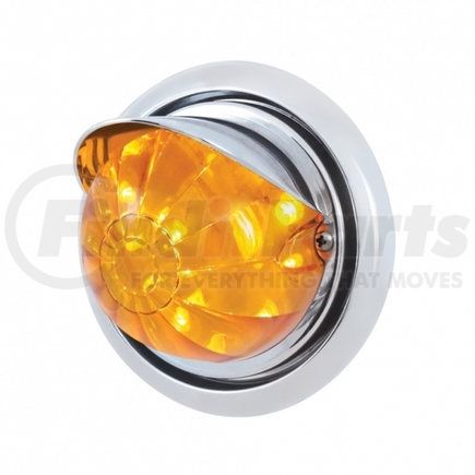 39154 by UNITED PACIFIC - Bumper Guide Light - Front, with 17 Amber LED Watermelon Light and Visor, for Freightliner Columbia, Amber Lens