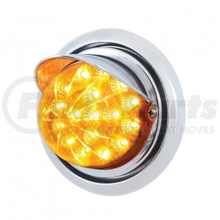 39152 by UNITED PACIFIC - Bumper Guide Light - Front, with 17 Amber LED Dual Function Clear Reflector Light and Visor, for Freightliner Columbia, Amber Lens