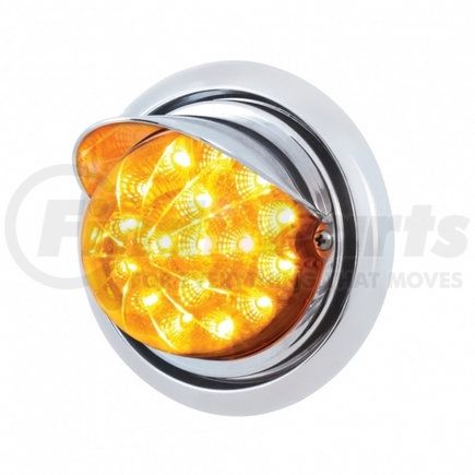 39156 by UNITED PACIFIC - Bumper Guide Light - Front, with 17 Amber LED Reflector Light and Visor, for Freightliner Columbia, Amber Lens