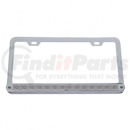 39746 by UNITED PACIFIC - License Plate Frame - Chrome, with 14 LED 12" Light Bar, Red LED/Clear Lens
