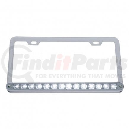 39781 by UNITED PACIFIC - License Plate Frame - Chrome, with 14 LED 12" Light Bar, White LED/Clear Lens